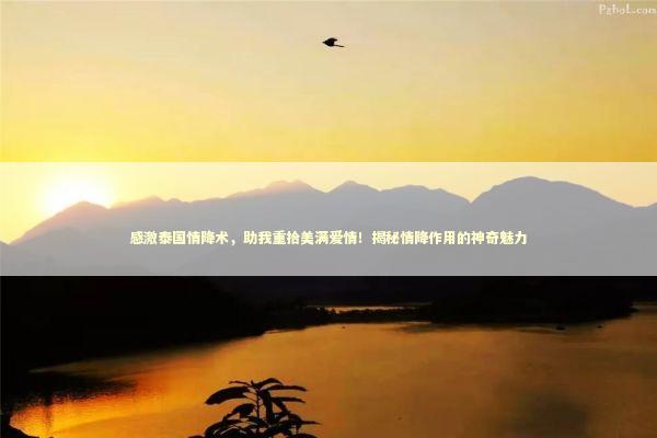 感激泰国情降术，助我重拾美满爱情！揭秘情降作用的神奇魅力